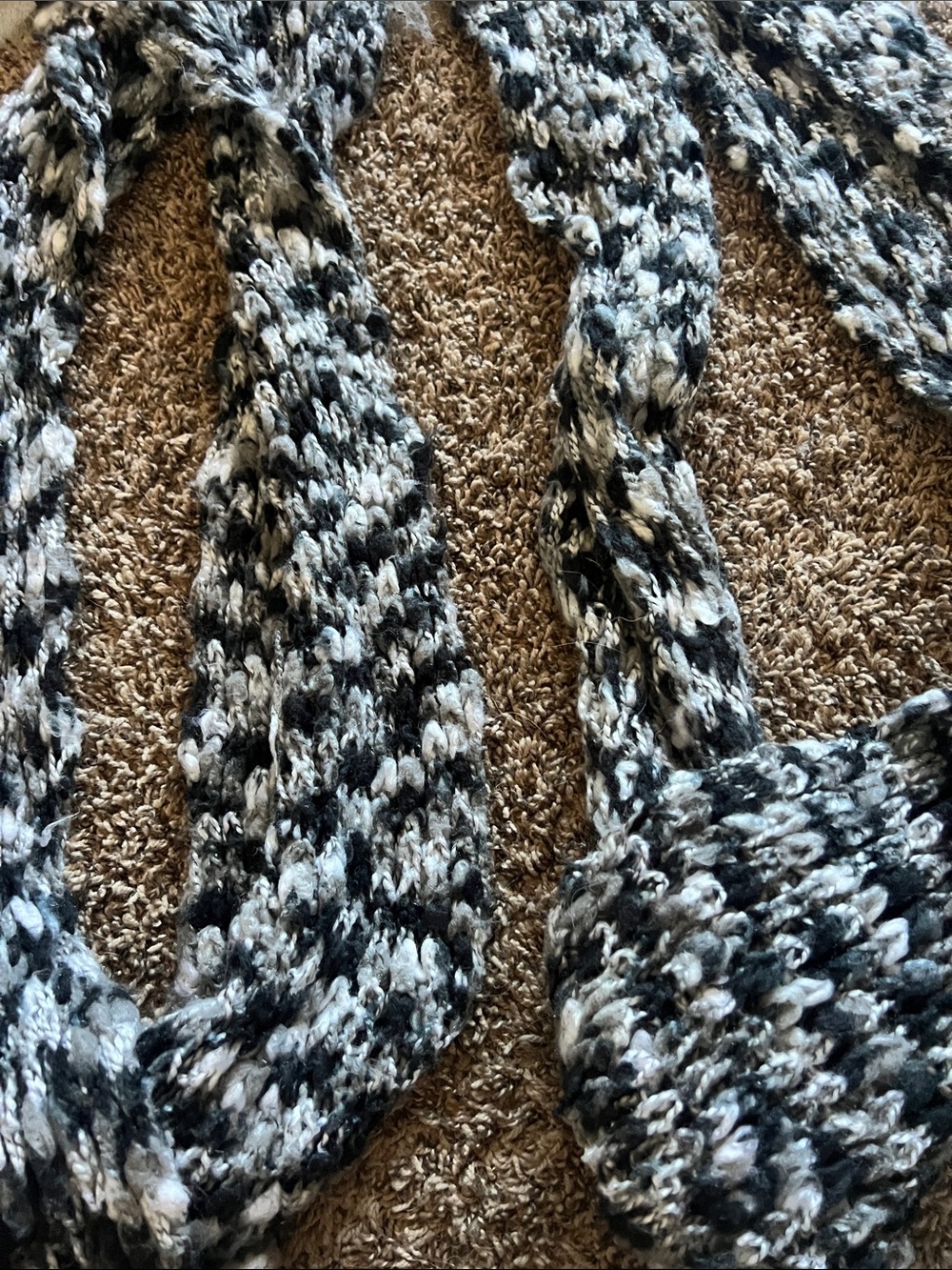 Cozy Knit Loop Scarf in Black and White